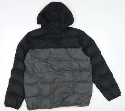 Adidas Boys Black Puffer Hooded Jacket 13-14 Years Winter Coat