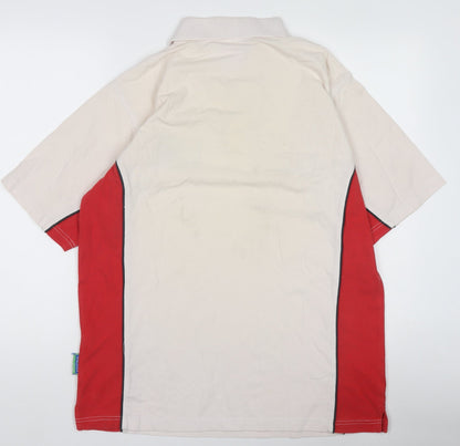 IRB Rugby World Cup 2003 England Beige Red Men's Polo Shirt Size L