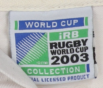 IRB Rugby World Cup 2003 England Beige Red Men's Polo Shirt Size L