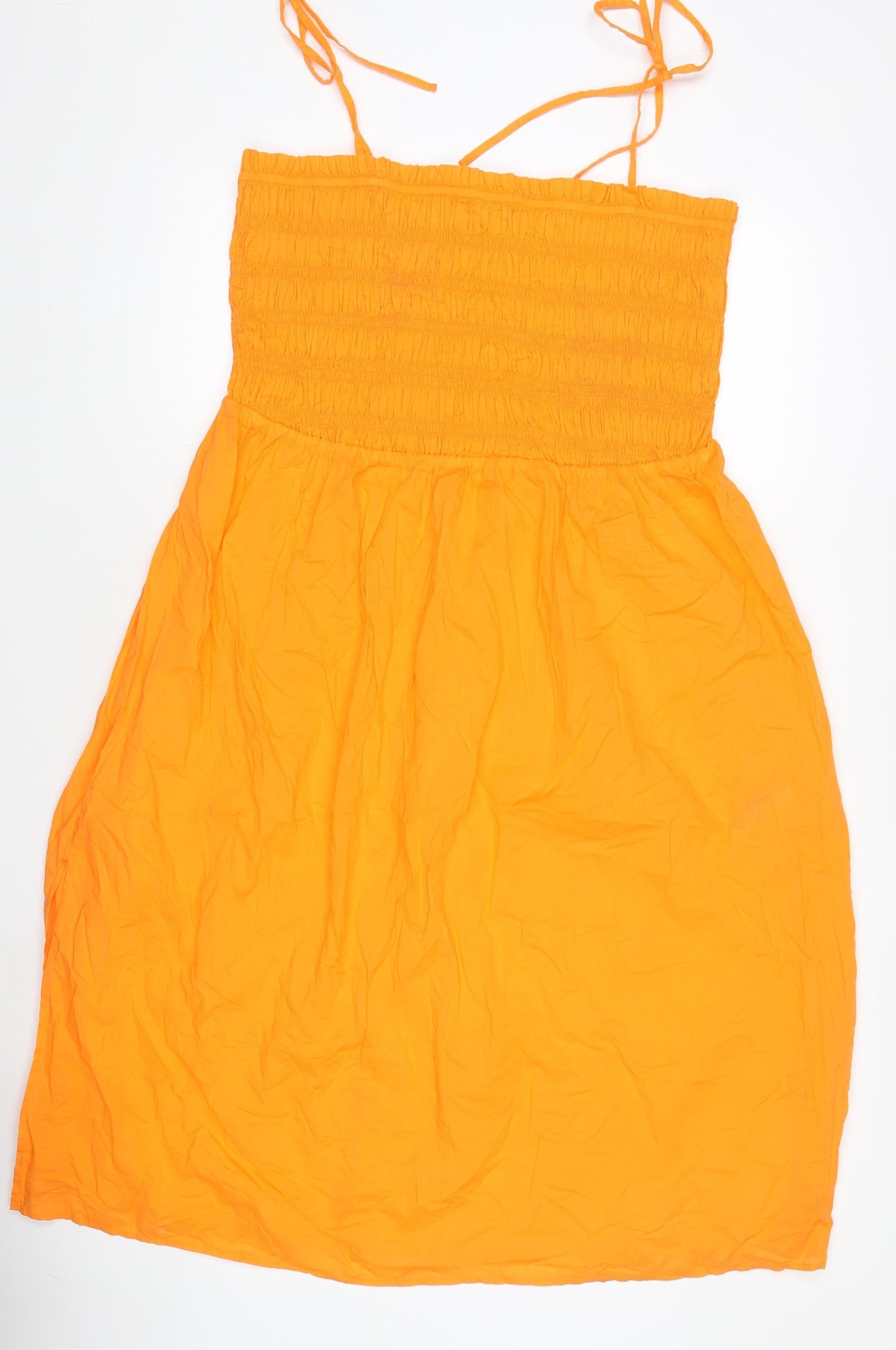 Marks and Spencer Women's Orange Cotton Strapless Knee Length Dress Size 20