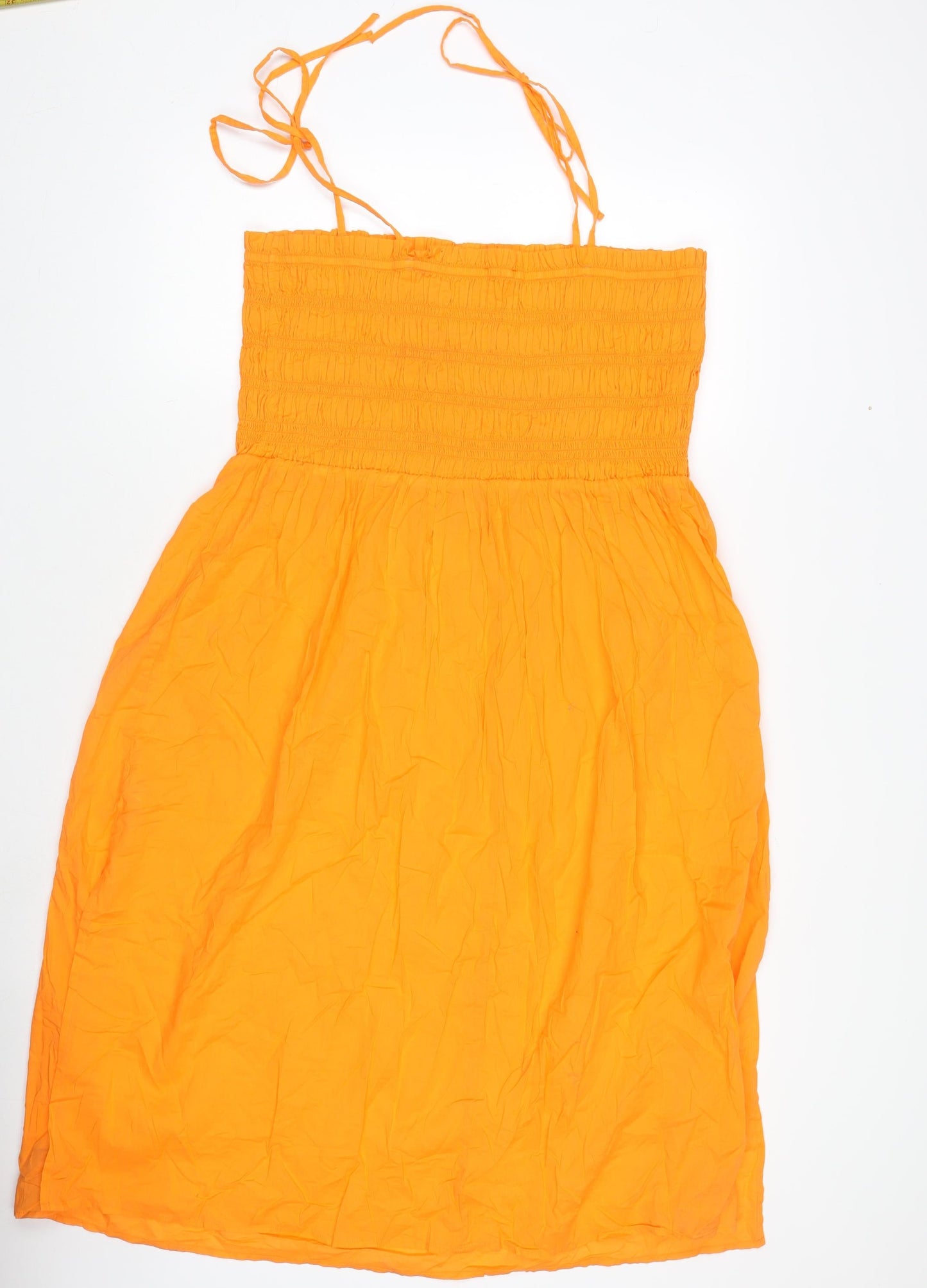 Marks and Spencer Women's Orange Cotton Strapless Knee Length Dress Size 20
