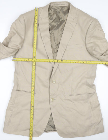 Blazer Men’s Beige Linen Single-Breasted Suit Jacket 38R Classic Fit