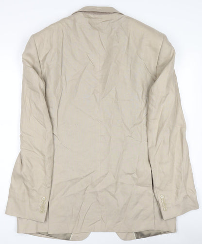 Blazer Men’s Beige Linen Single-Breasted Suit Jacket 38R Classic Fit