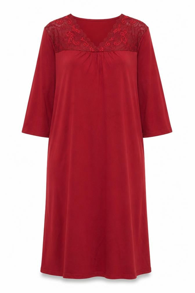 Mewa Women Red Size 16 Chemise Nightshirt 3/4 Sleeve Viscose