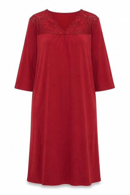 Mewa Women Red Size 16 Chemise Nightshirt 3/4 Sleeve Viscose
