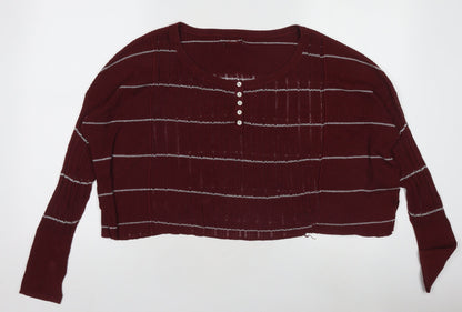 Womens UK Size M Unknown Red Henley Jumper