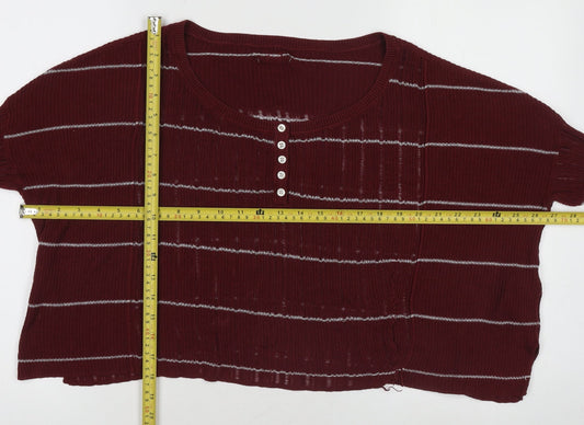 Womens UK Size M Unknown Red Henley Jumper