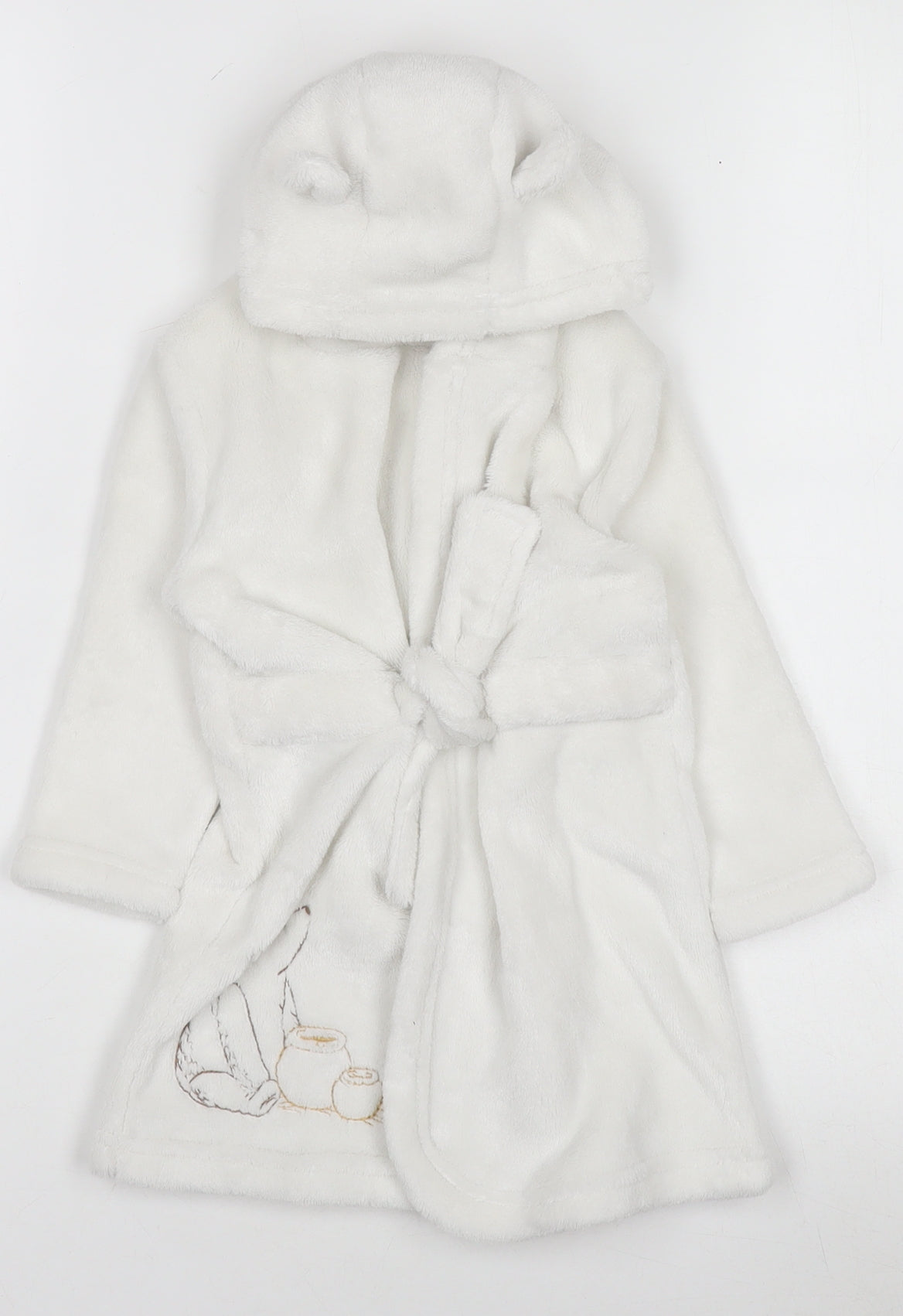 Tu Disney Classic Pooh White Fleece Hooded Baby Robe 9-12 Months