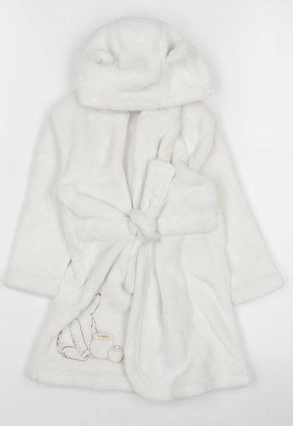 Tu Disney Classic Pooh White Fleece Hooded Baby Robe 9-12 Months