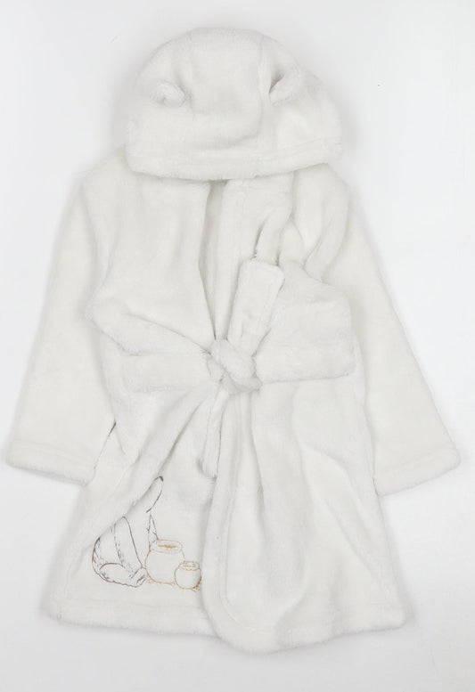 Tu Disney Classic Pooh White Fleece Hooded Baby Robe 9-12 Months