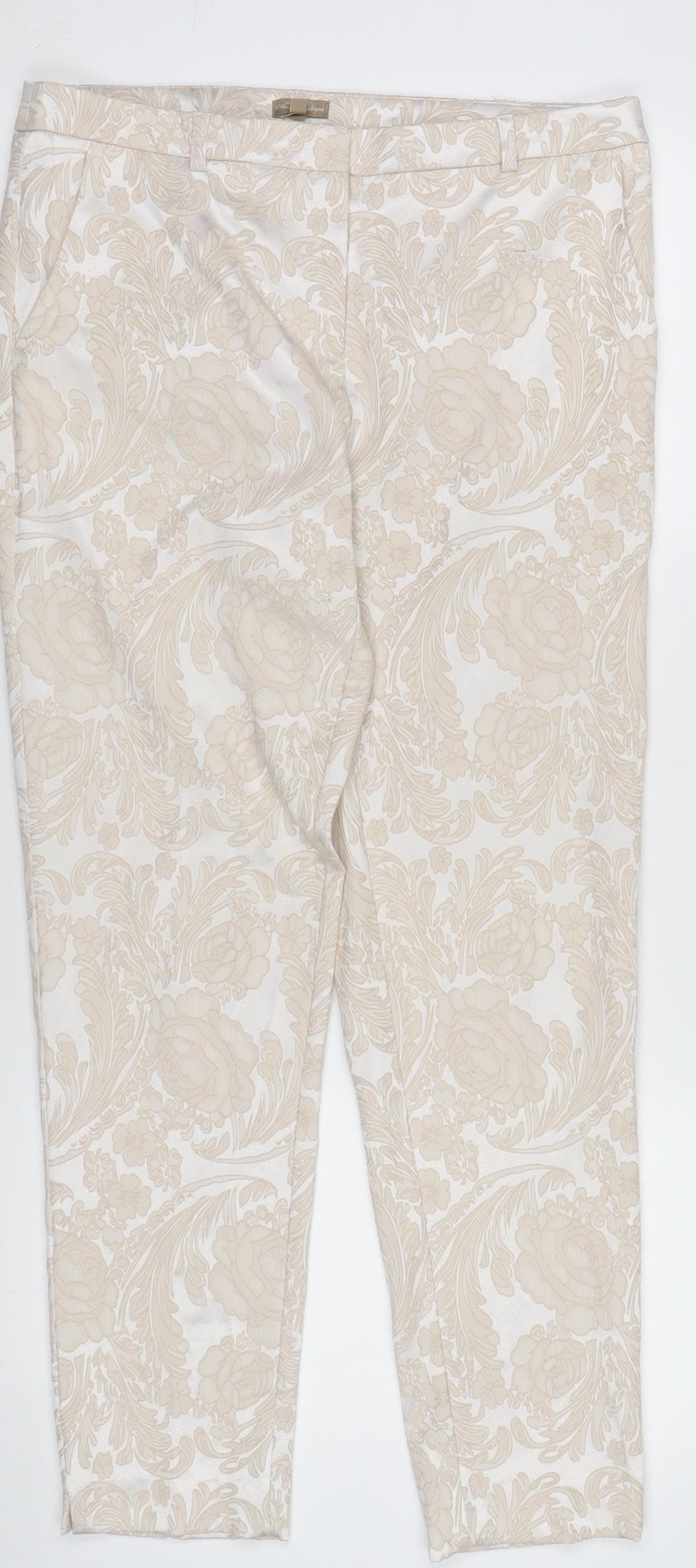 Womens UK Size 16 M&Co Boutique Regular Fit BusinessCasualFormal Beige Trousers