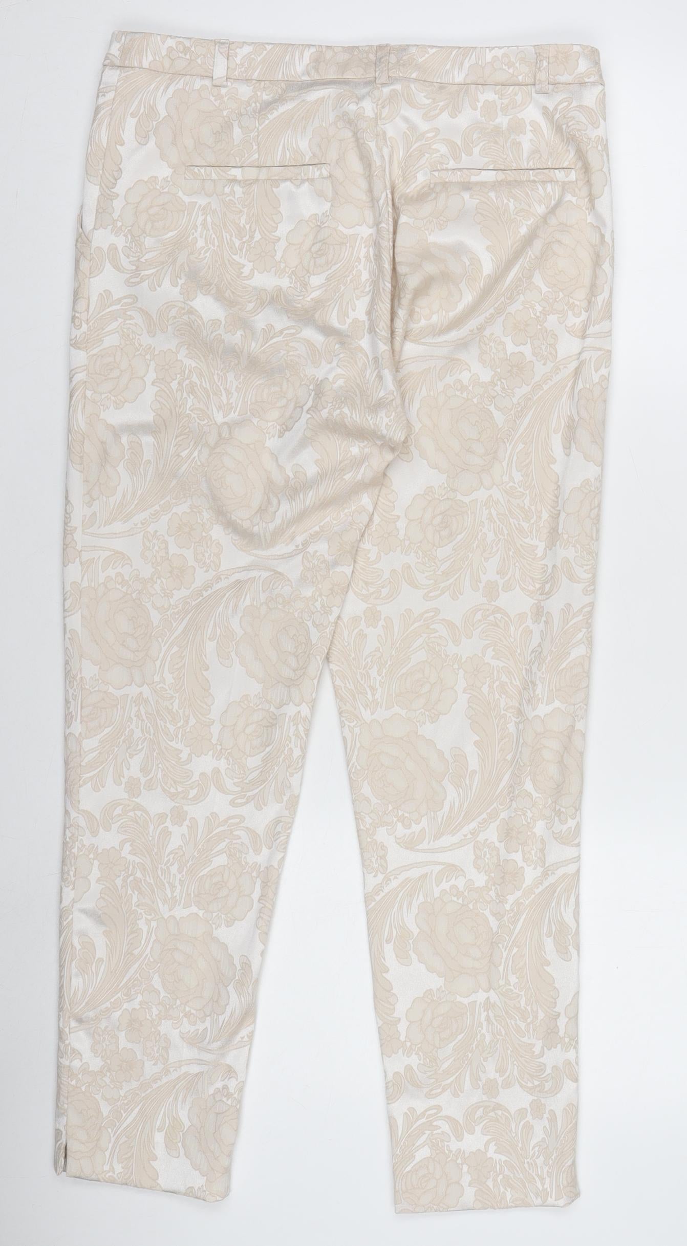Womens UK Size 16 M&Co Boutique Regular Fit BusinessCasualFormal Beige Trousers