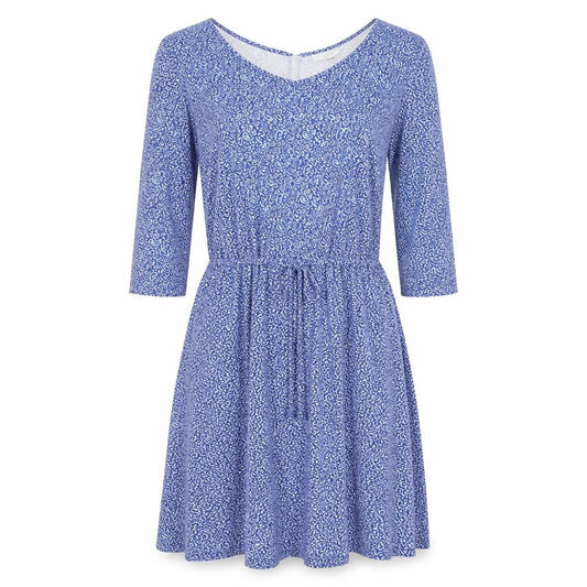 Front view of ESPRIT Women Blue Floral Fit & Flare Knee Length Dress L
