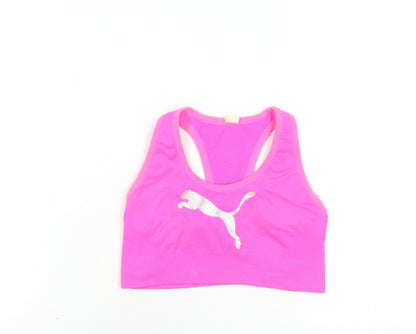 Puma Womens Pink Racerback Slim Fit Sports Bra Top Size S