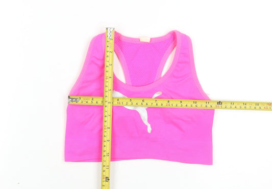 Puma Womens Pink Racerback Slim Fit Sports Bra Top Size S