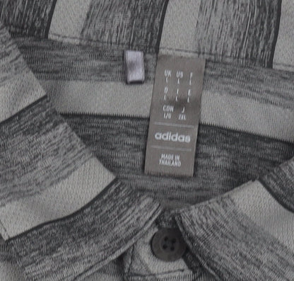 Adidas Men's Grey Striped Polo Shirt 2XL Short Sleeve Performance Fit