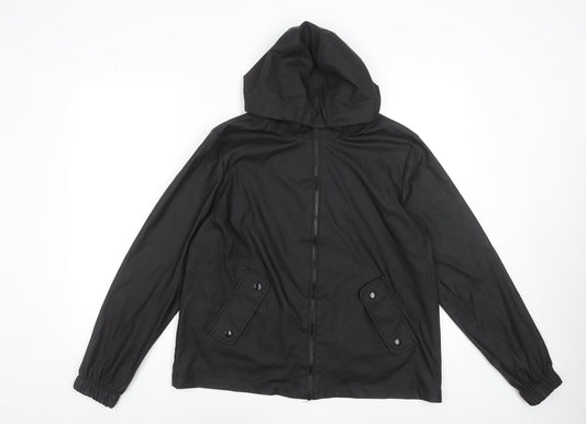 Primark Women's Black Hooded Zip Water Resistant Jacket Size M 12/14