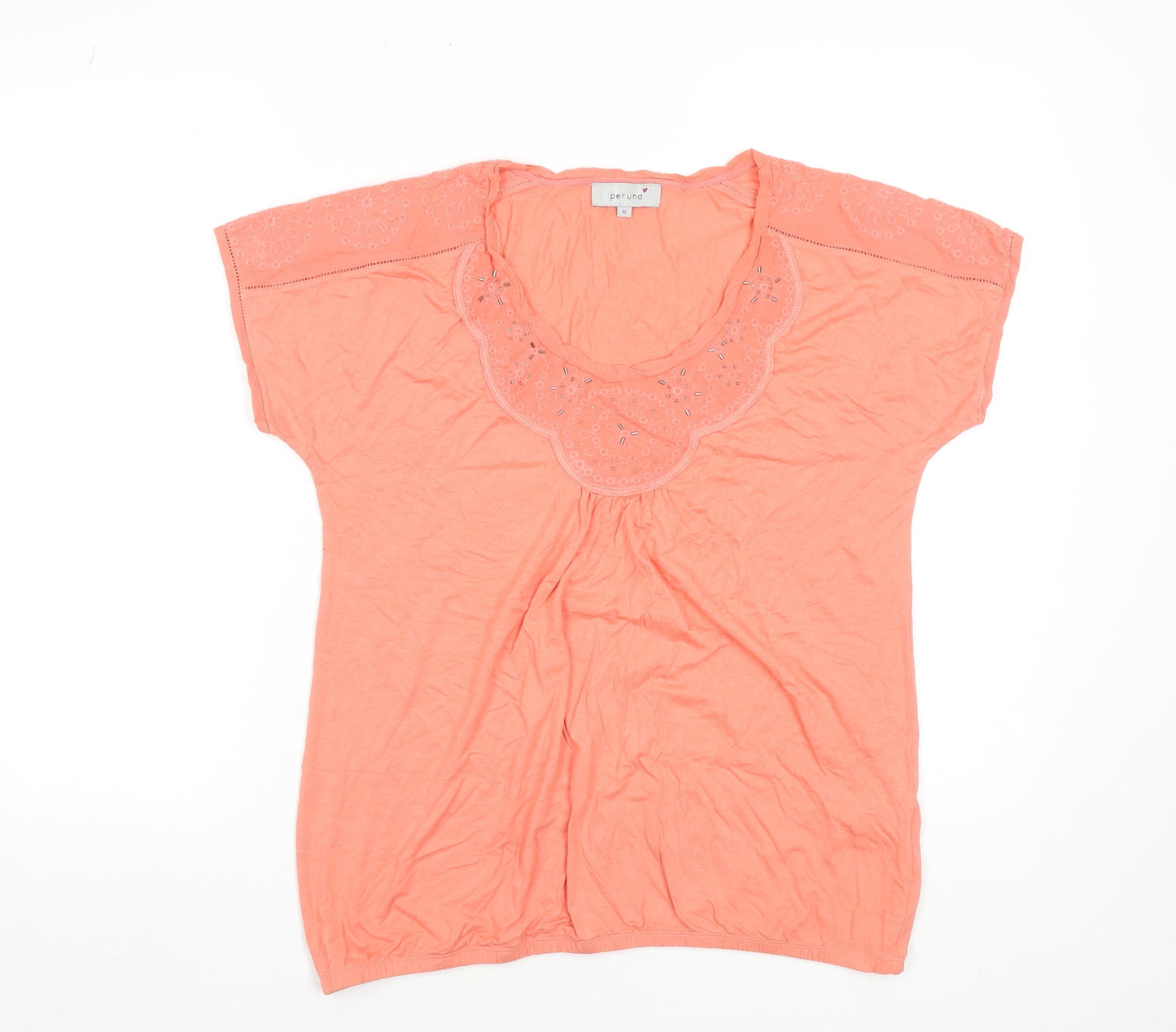 Womens UK Size 12 Marks and Spencer Orange Basic T-Shirt