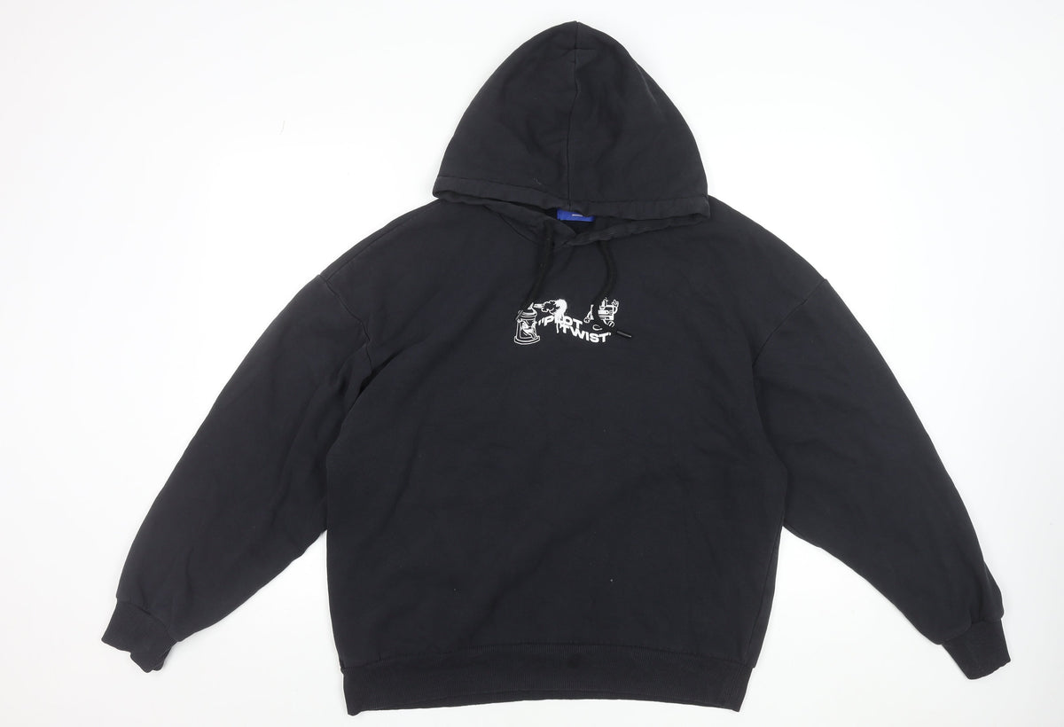 Mens UK Size L JACK & JONES Black Pullover Hoodie