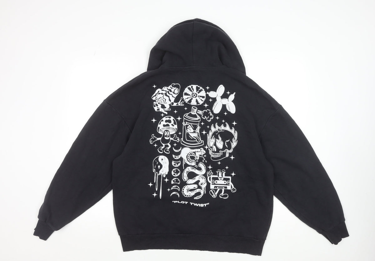 Mens UK Size L JACK & JONES Black Pullover Hoodie
