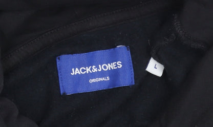 Mens UK Size L JACK & JONES Black Pullover Hoodie