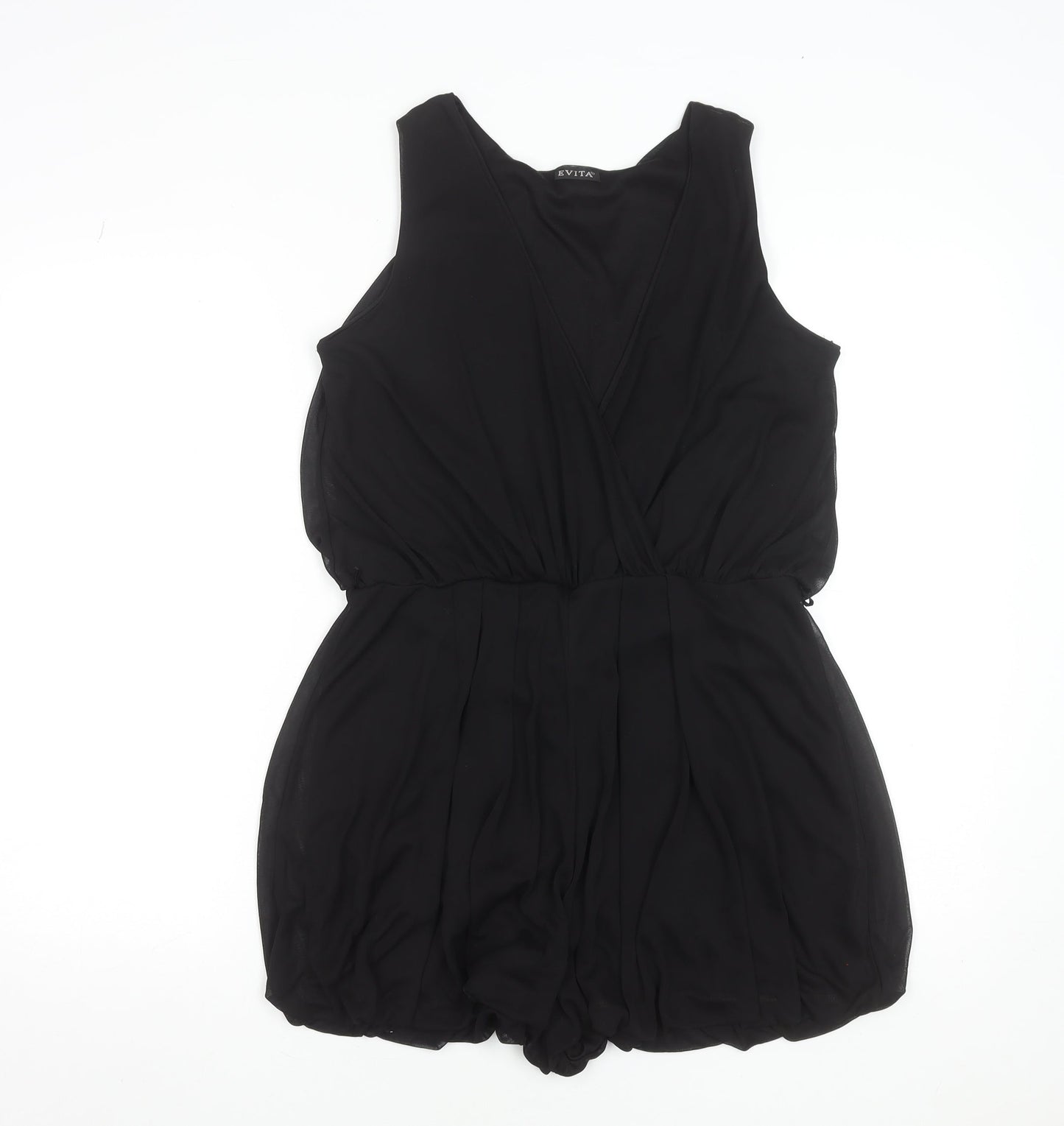 Womens UK Size 12 Evita One-Piece Black Playsuit