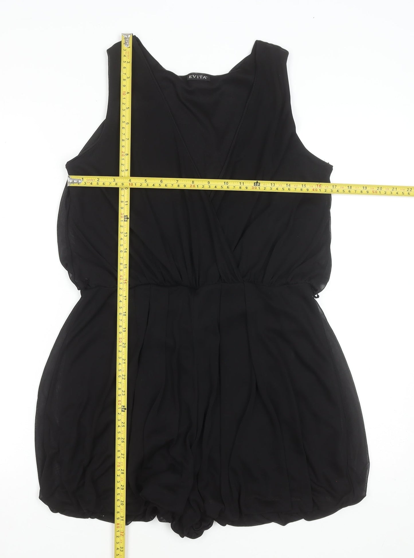 Womens UK Size 12 Evita One-Piece Black Playsuit