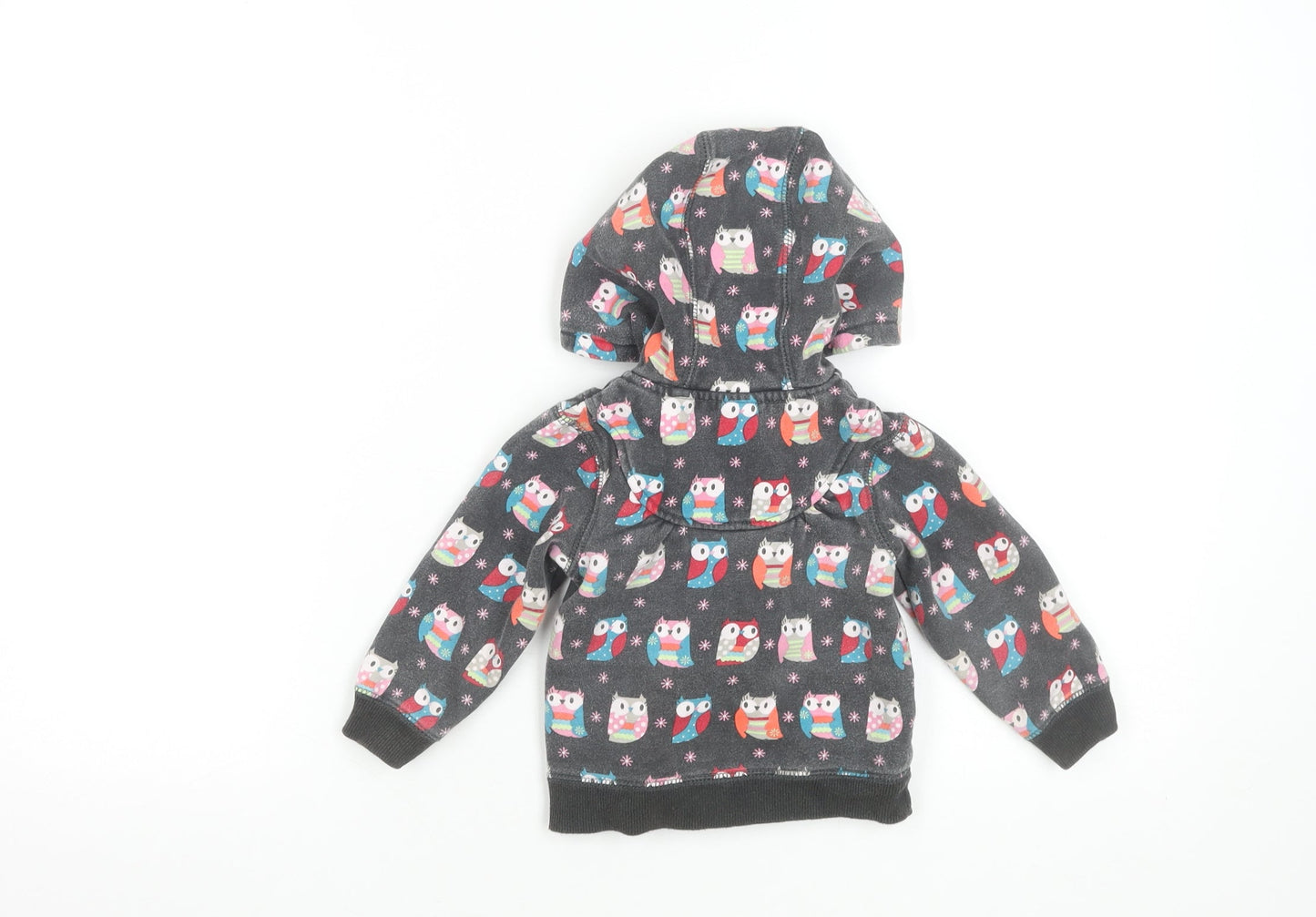 Pumpkin Patch Girls Grey Owl Print Hooded Zip Jacket 24 Months