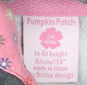 Pumpkin Patch Girls Grey Owl Print Hooded Zip Jacket 24 Months