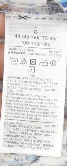 GAP Women's Blue Floral Long Sleeve Viscose Tunic Blouse Size L