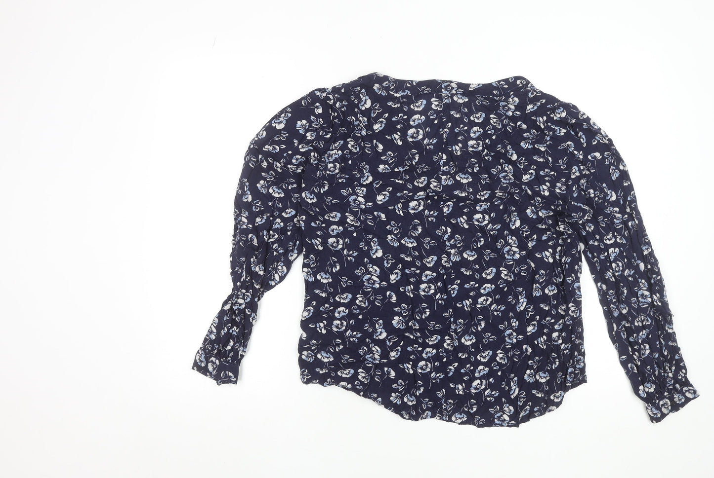 GAP Women's Blue Floral Viscose Tunic Blouse Long Sleeve Size L