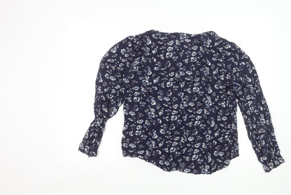 GAP Women's Blue Floral Viscose Tunic Blouse Long Sleeve Size L