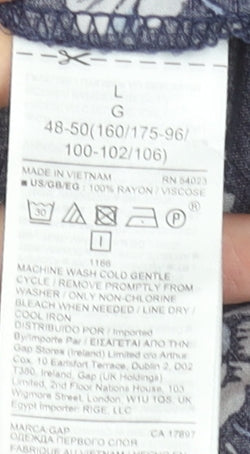 GAP Women's Blue Floral Viscose Tunic Blouse Long Sleeve Size L