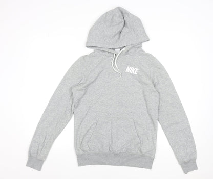 Nike Women’s Grey Pullover Hoodie Small Cotton Blend Logo Sweatshirt
