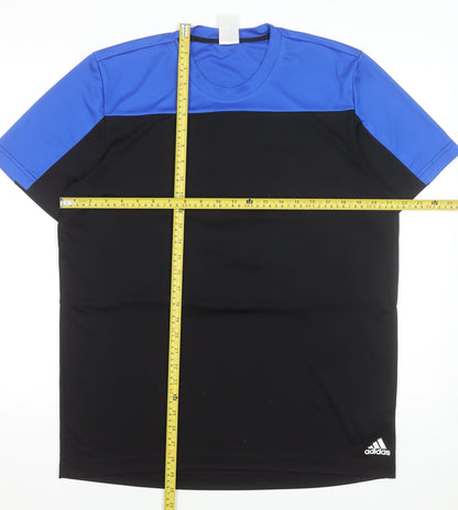 Adidas Men's Black Blue Colourblock Sports T-Shirt Size L