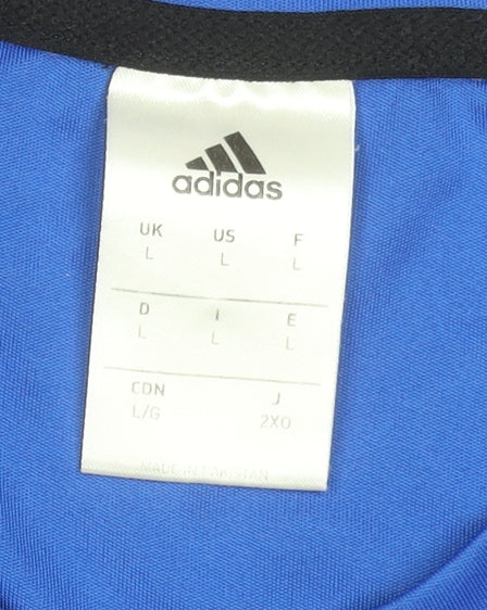 Adidas Men's Black Blue Colourblock Sports T-Shirt Size L