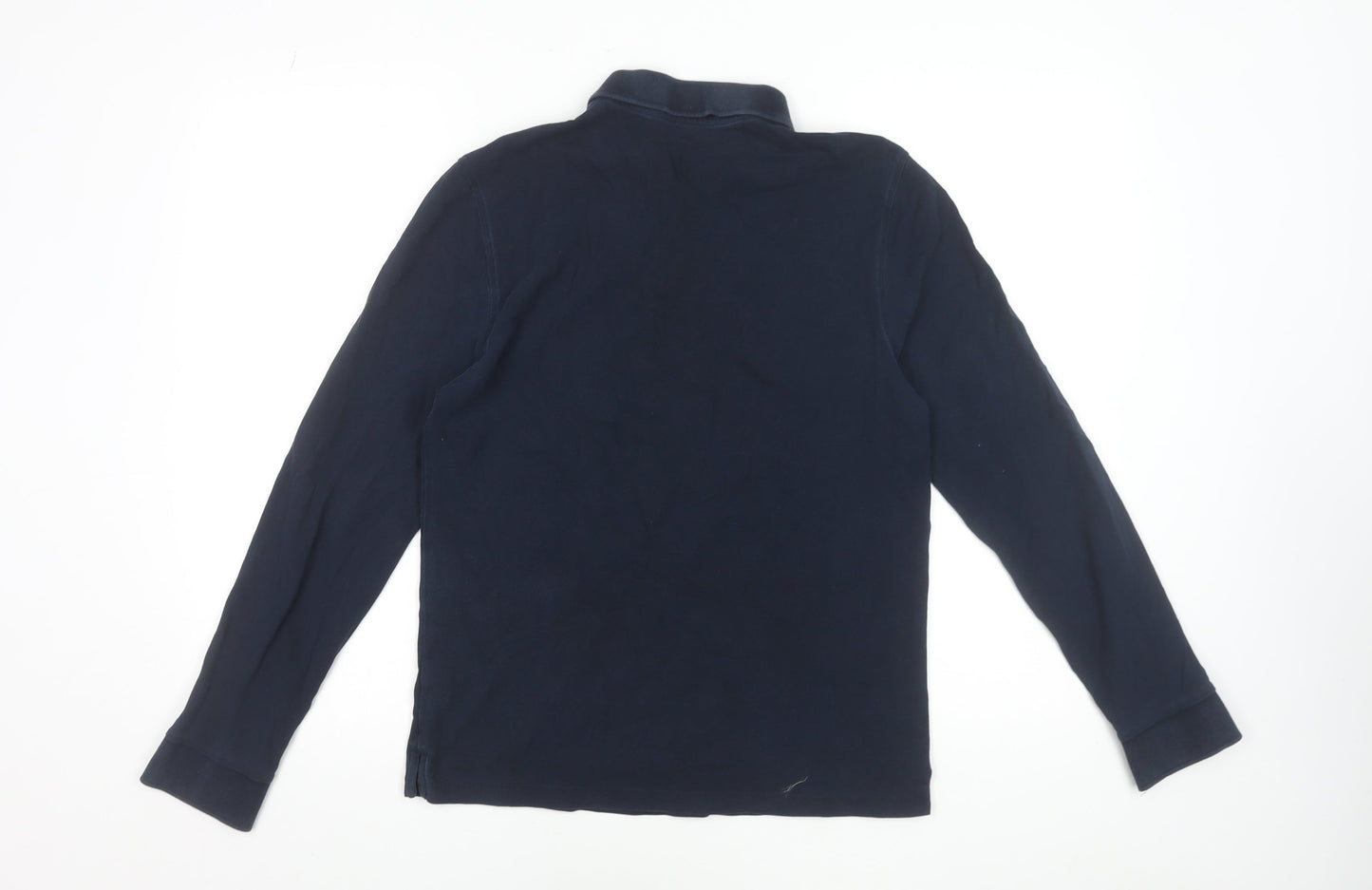 Marks and Spencer Men's Navy Long Sleeve Polo Shirt Size S Regular Fit 100% Cotton