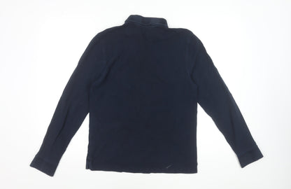 Marks and Spencer Men's Navy Long Sleeve Polo Shirt Size S Regular Fit 100% Cotton