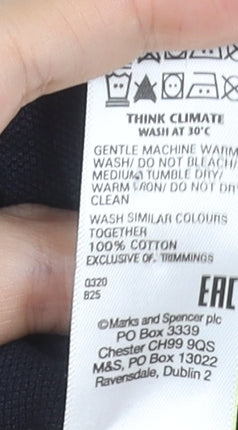 Marks and Spencer Men's Navy Long Sleeve Polo Shirt Size S Regular Fit 100% Cotton