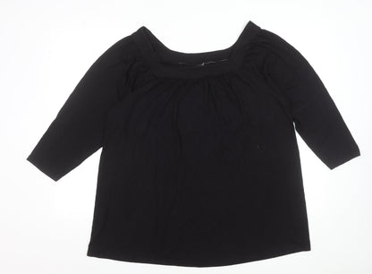 Evans Womens Black Plus Size 20 Tunic Top 3/4 Sleeve Viscose Stretch Blouse