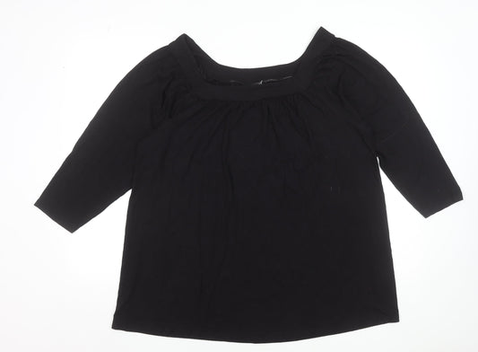Evans Womens Black Plus Size 20 Tunic Top 3/4 Sleeve Viscose Stretch Blouse