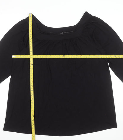 Evans Womens Black Plus Size 20 Tunic Top 3/4 Sleeve Viscose Stretch Blouse