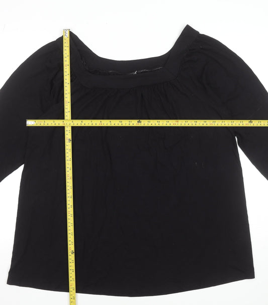 Evans Womens Black Plus Size 20 Tunic Top 3/4 Sleeve Viscose Stretch Blouse