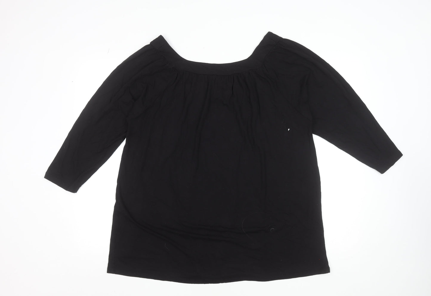 Evans Womens Black Plus Size 20 Tunic Top 3/4 Sleeve Viscose Stretch Blouse