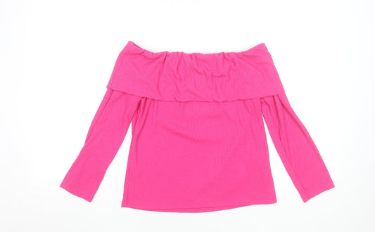 Primark Women’s Pink Off Shoulder Long Sleeve Jersey Top Size S 10-12