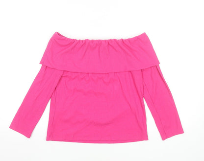 Primark Women’s Pink Off Shoulder Long Sleeve Jersey Top Size S 10-12
