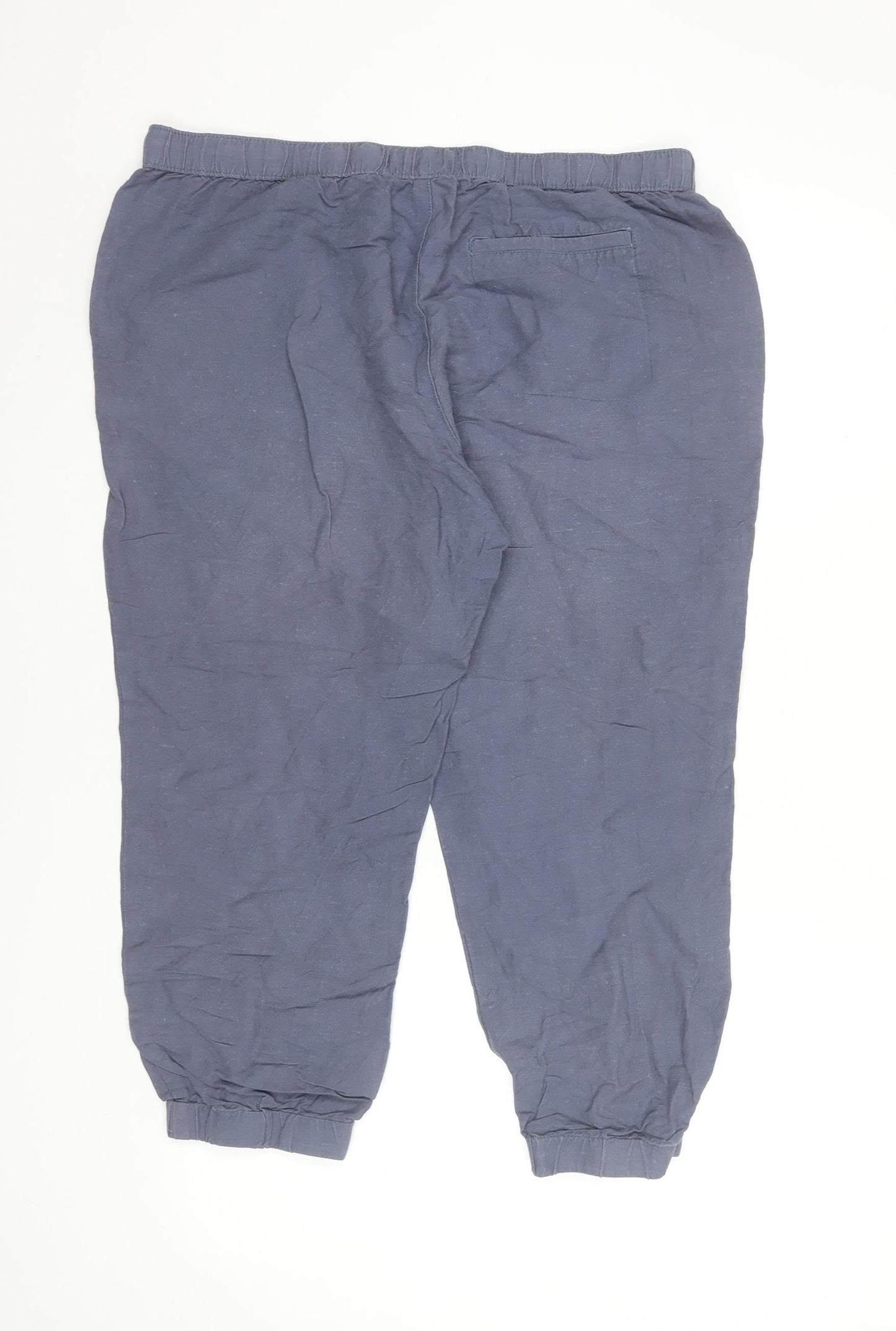 Dunnes Stores Women Blue Linen Viscose Jogger Trousers Size 16