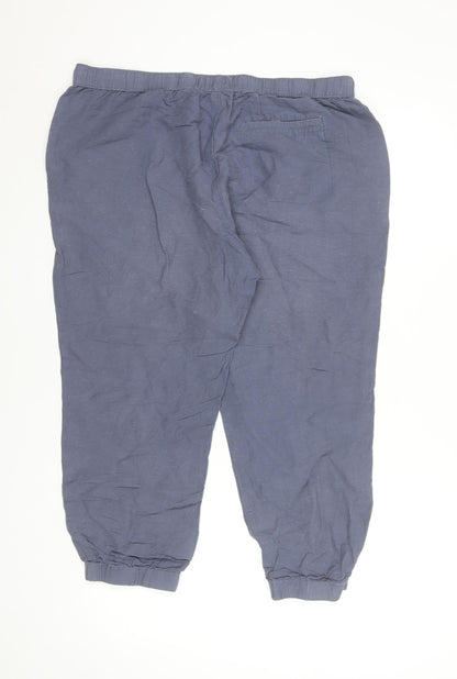 Dunnes Stores Women Blue Linen Viscose Jogger Trousers Size 16