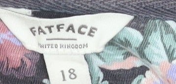 FatFace Womens Blue Floral Cotton Tunic Blouse Size 18 3/4 Sleeve