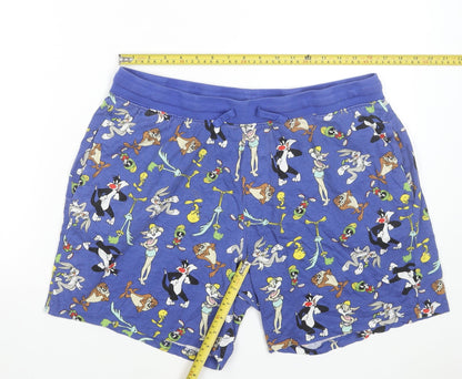 Warner Bros Mens Blue Looney Tunes Cartoon Print Sweat Shorts XL